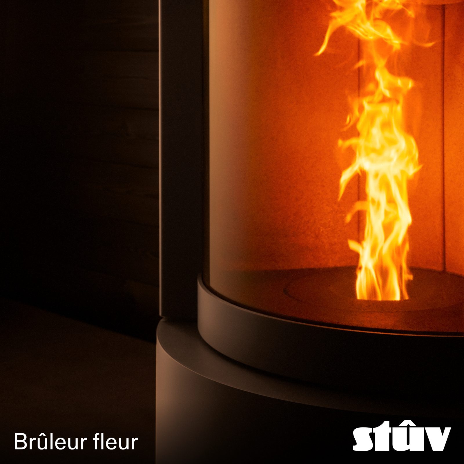 Brûleur fleur breveté de l'insert à pellets Stûv sP20-in, flamme haute et dense